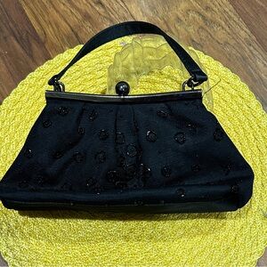 Enzo Angiolini Elegant Black Beaded Wristlet